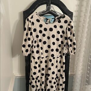Black Polka Dots on Cream. Dress size M